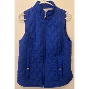 Croft & Barrow Jacket Small Blue Polyester Sleeveless Quilted Lined Zip Up Vest